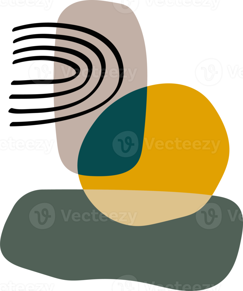 ilustraciones de líneas abstractas y formas dibujadas a mano. composición de elementos de diseño de estilo boho para carteles, arte mural, decoraciones y adornos. png