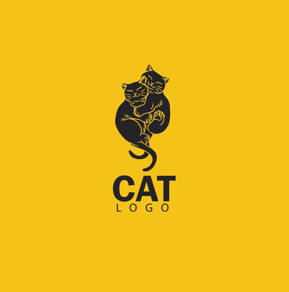 Vector icon of a cat animal logo with an adorable pose