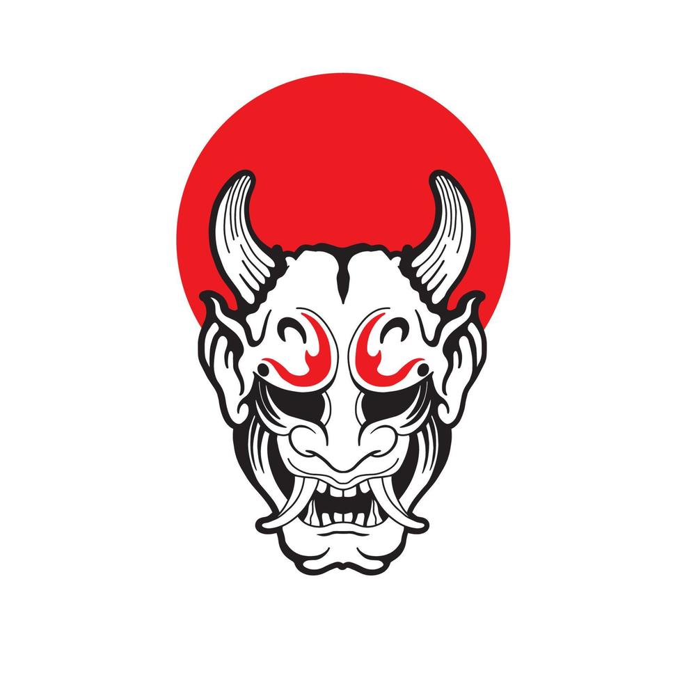 ilustración de vector de diseño de logotipo de máscara de demonio japonés oni