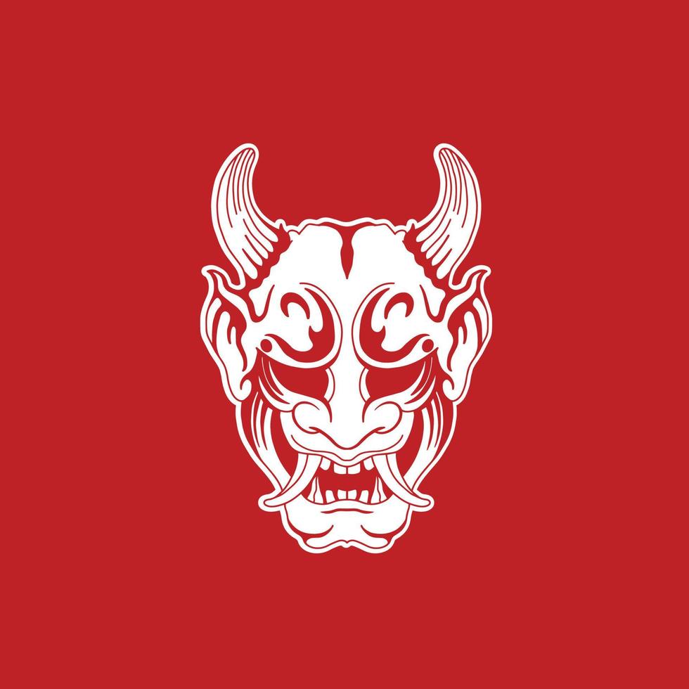 Japanese Demon Oni Mask Logo Design vector illustration