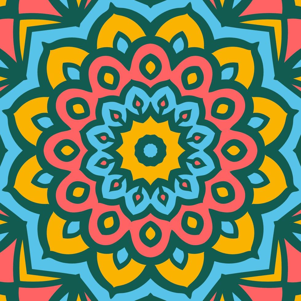 elemento de diseño de vector de mosaico o bufanda de mandala de flores abstractas