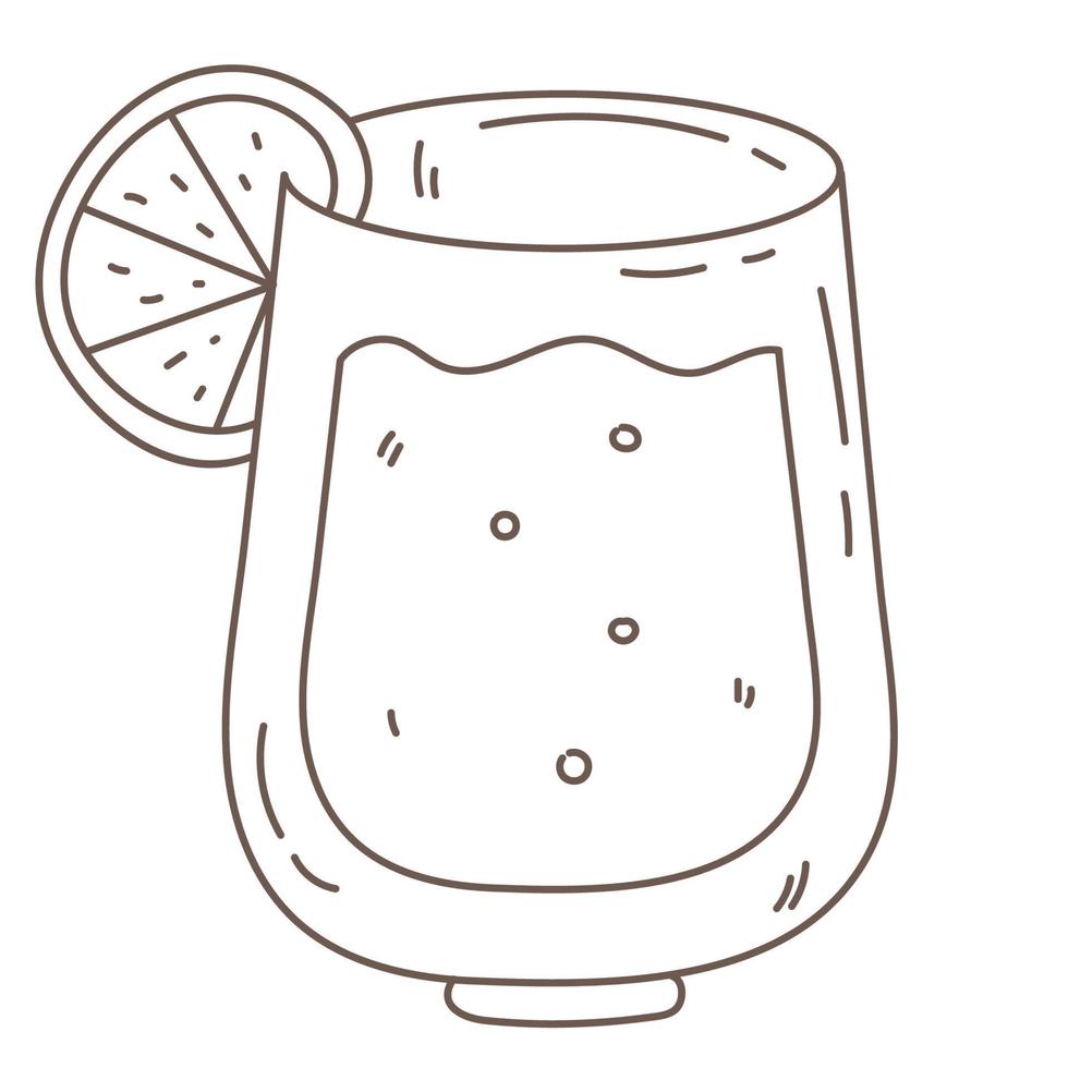 Glass with beverage and orange slice vector