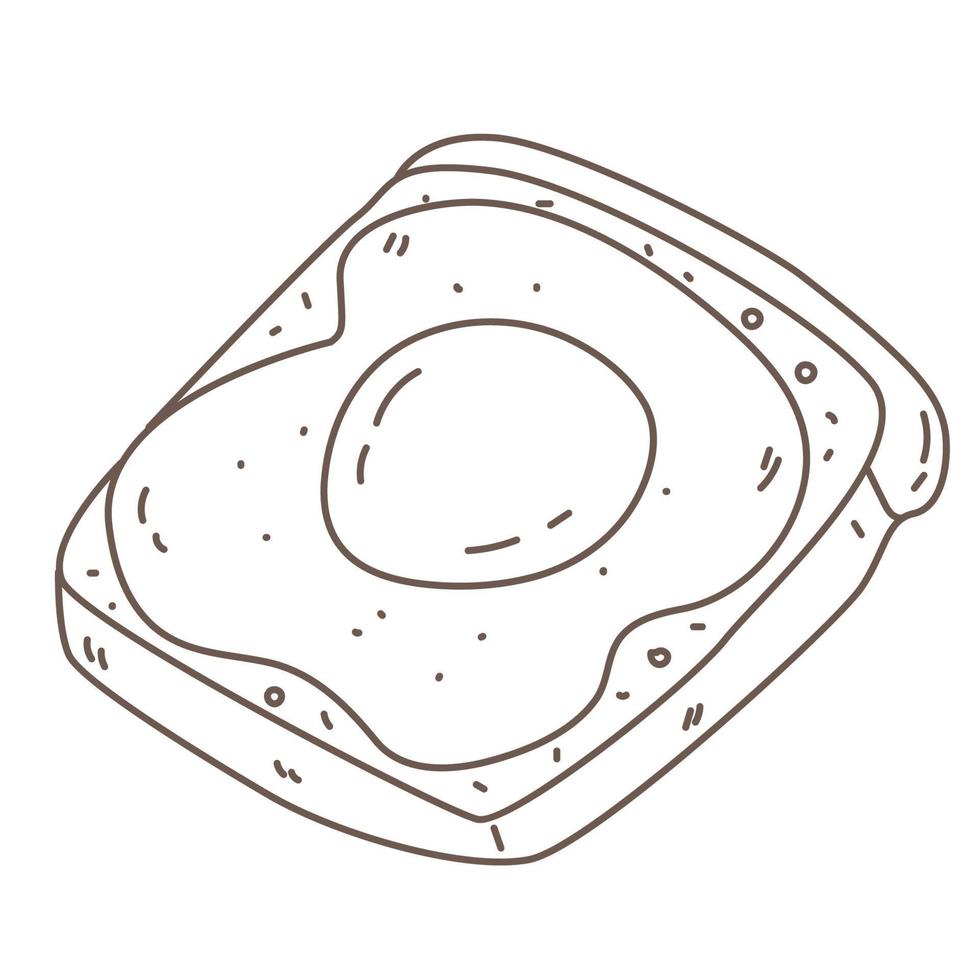 Rye bread with fried egg vector