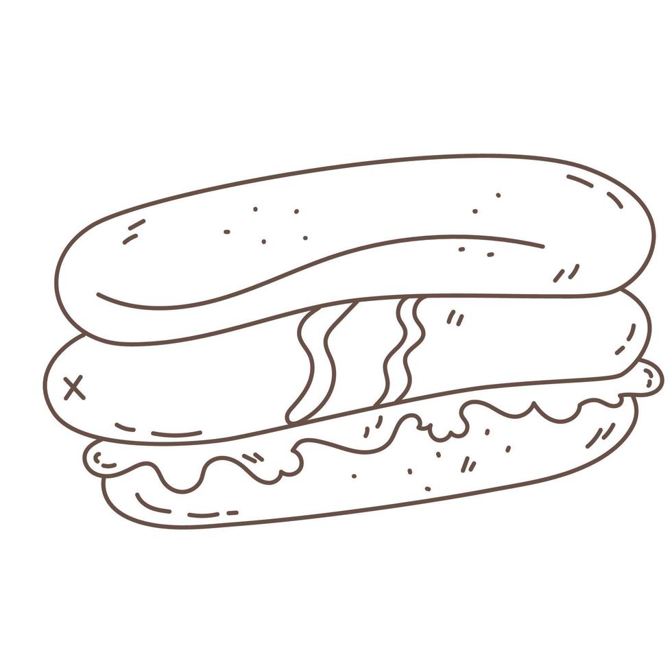 sandwich with sausage and sauce vector