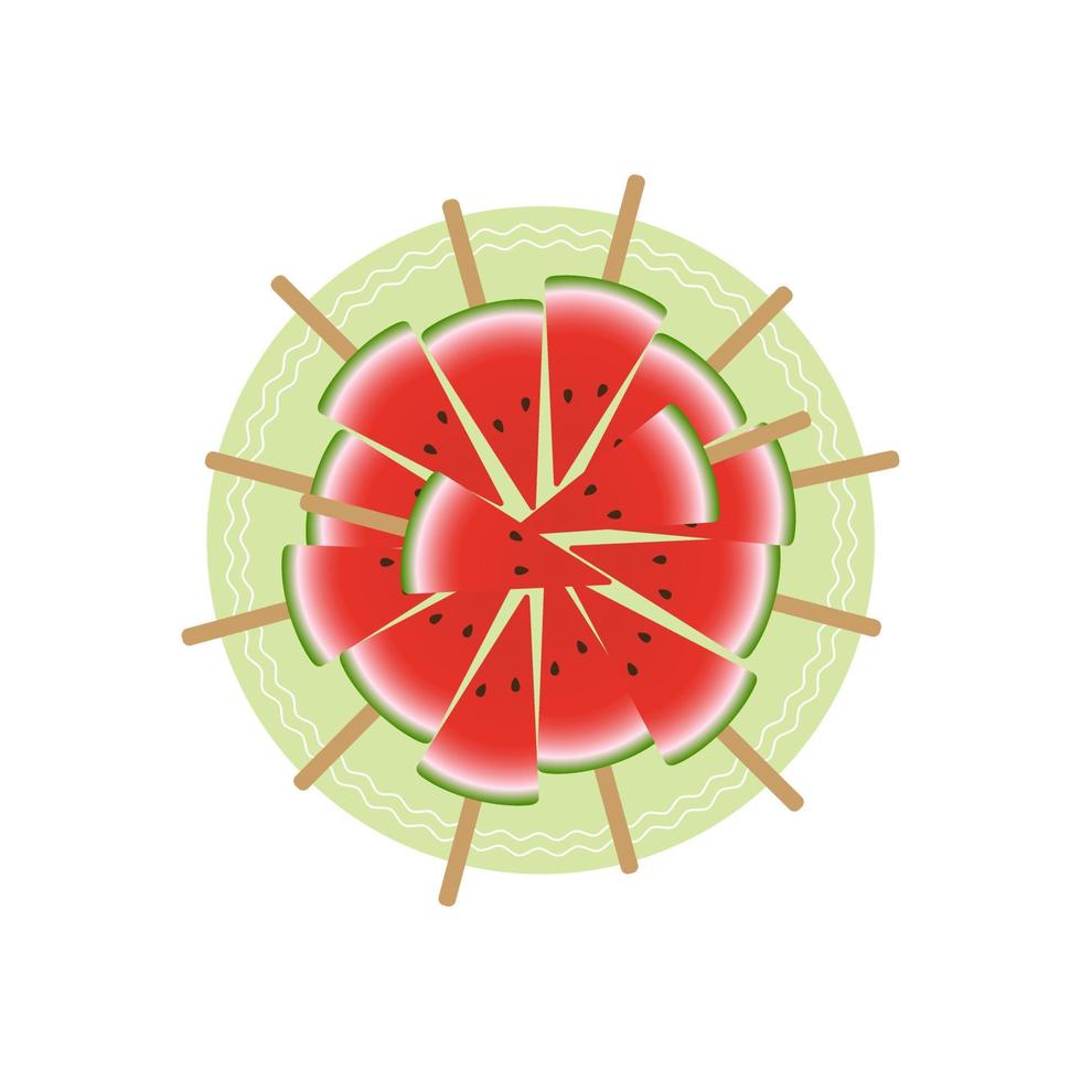 Watermelon , piece of watermelon on stick. vector