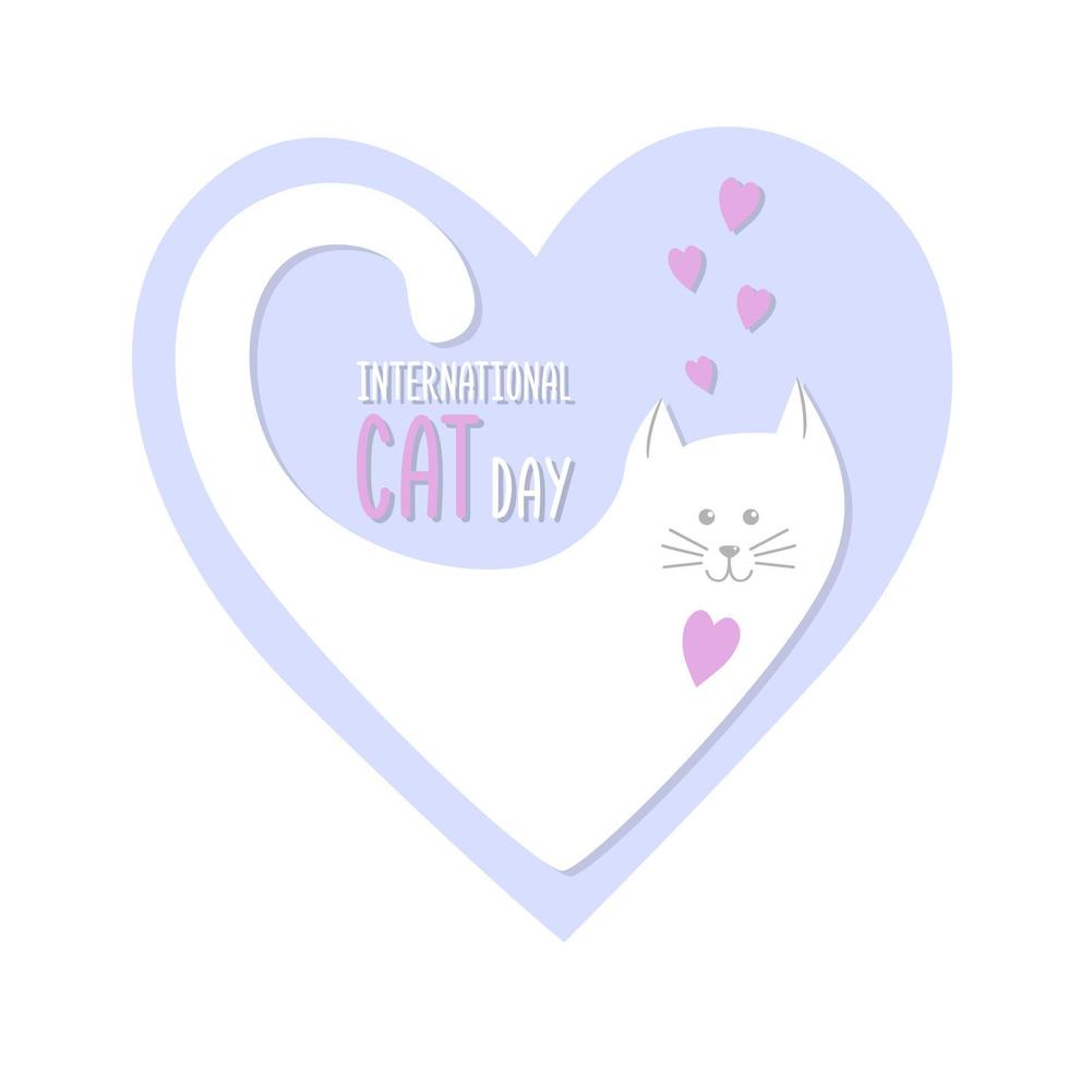 Postcard sticker sticker for the International Day of Cats on August 8. Print for greeting cards, posters, flyers, design element. vector