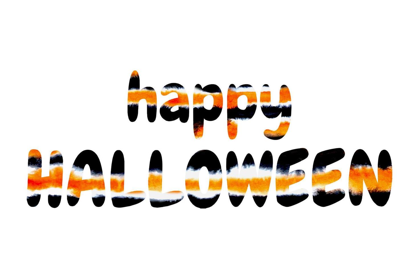 Happy Halloween watercolor inscription yellow and black color. vector