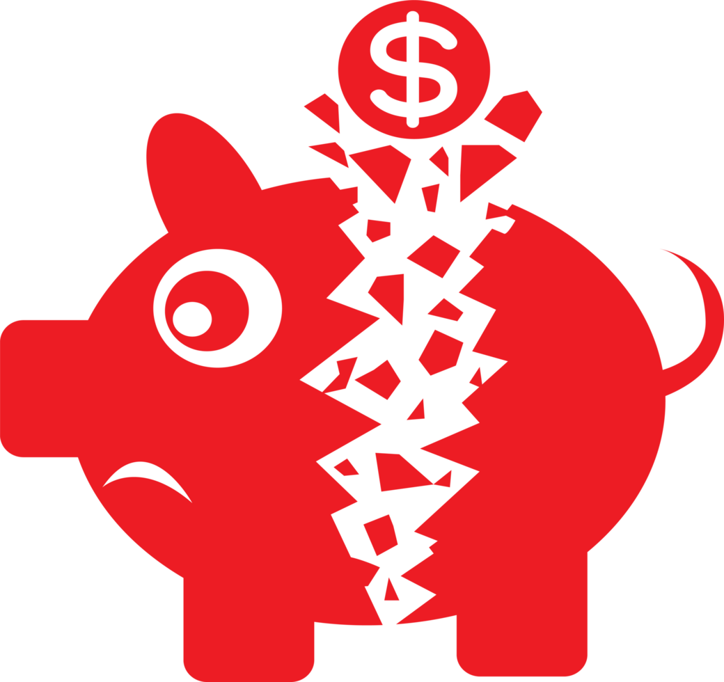 Broken Piggy Bank icon sign design png