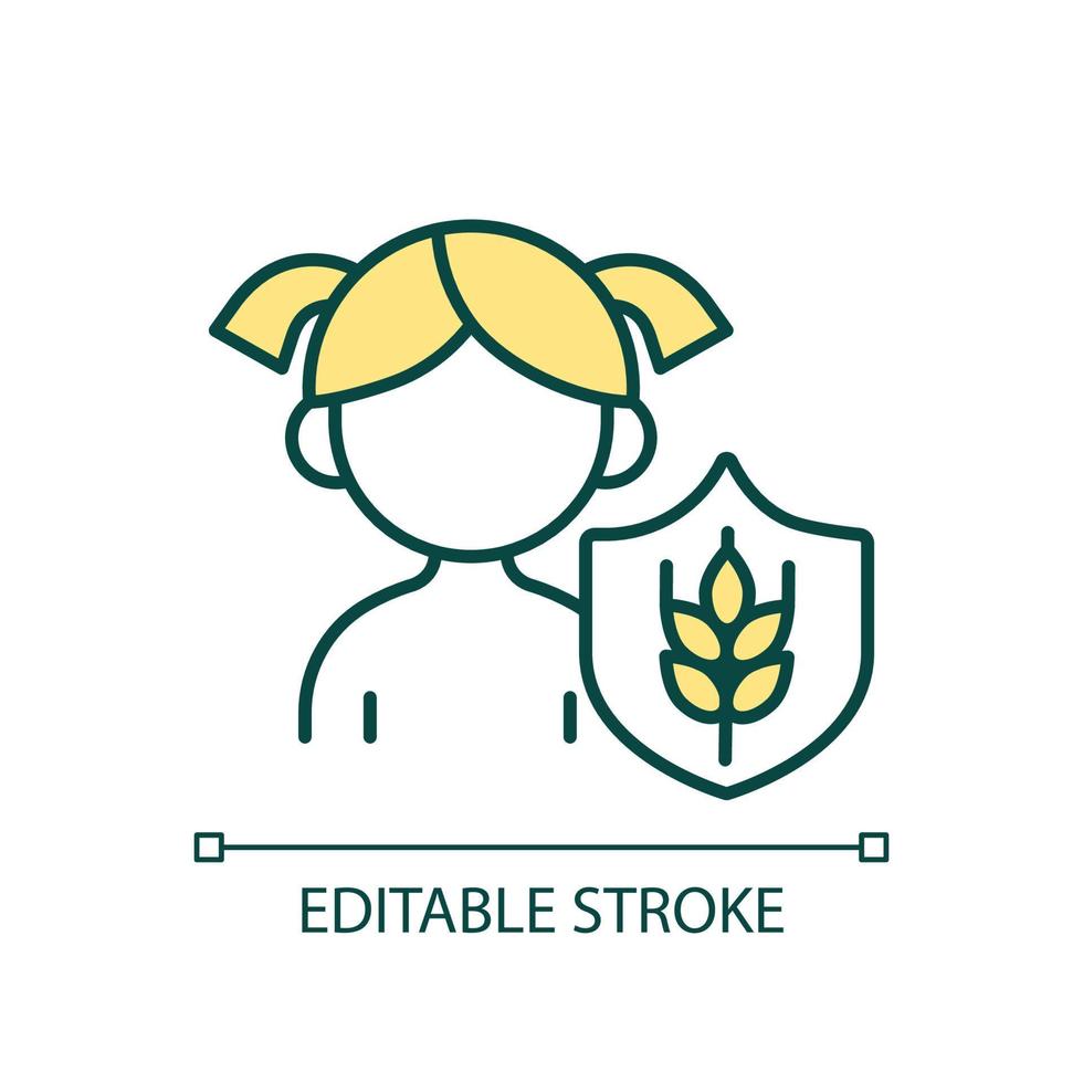 Children and food security RGB color icon. Feeding kids. Available and accessible products. Isolated vector illustration. Simple filled line drawing. Editable stroke