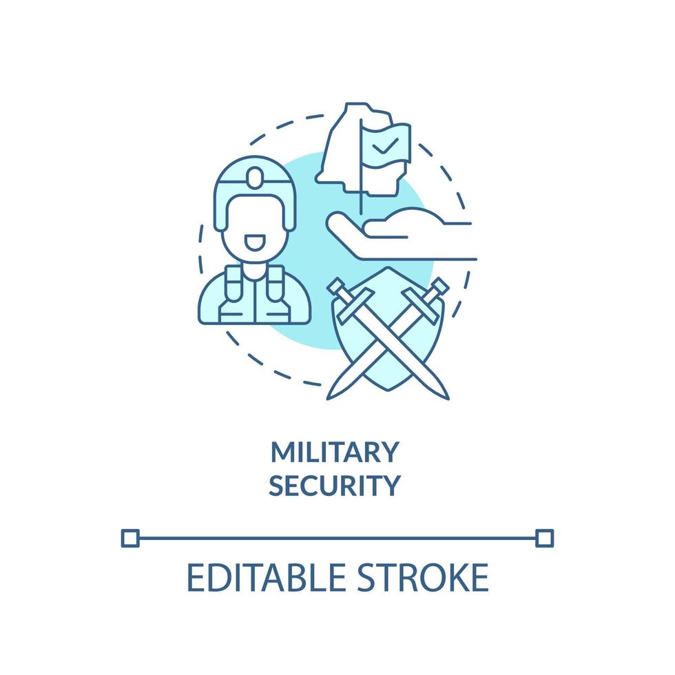 Military security turquoise concept icon. Armed forces. Element of national safety abstract idea thin line illustration. Isolated outline drawing. Editable stroke. vector