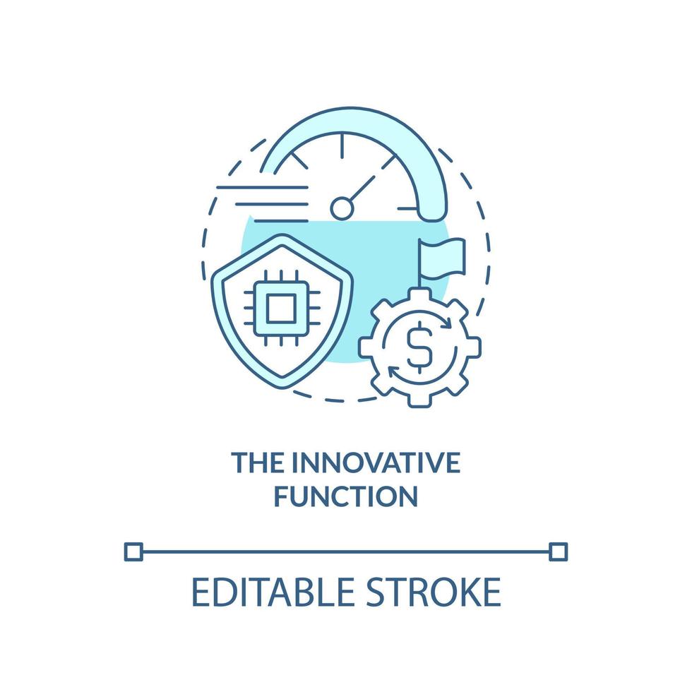 Innovative function turquoise concept icon. National economic security abstract idea thin line illustration. Isolated outline drawing. Editable stroke. vector