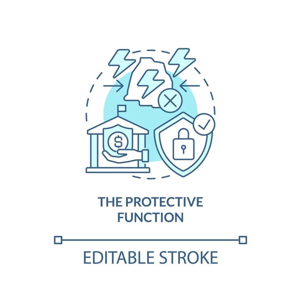 Protective function turquoise concept icon. National economic security abstract idea thin line illustration. Isolated outline drawing. Editable stroke. vector