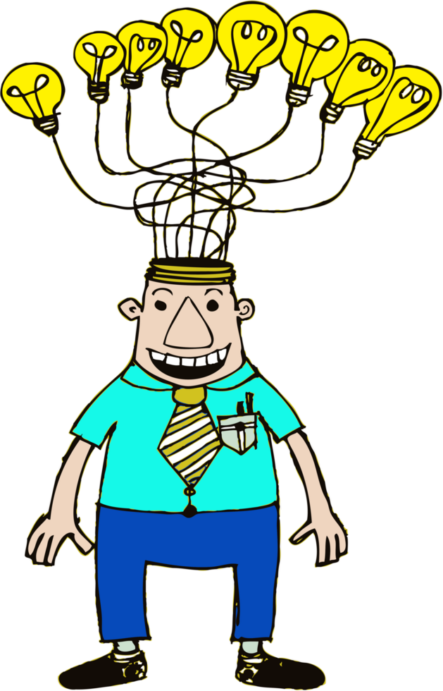 Cartoon character man thinking style design illustration png