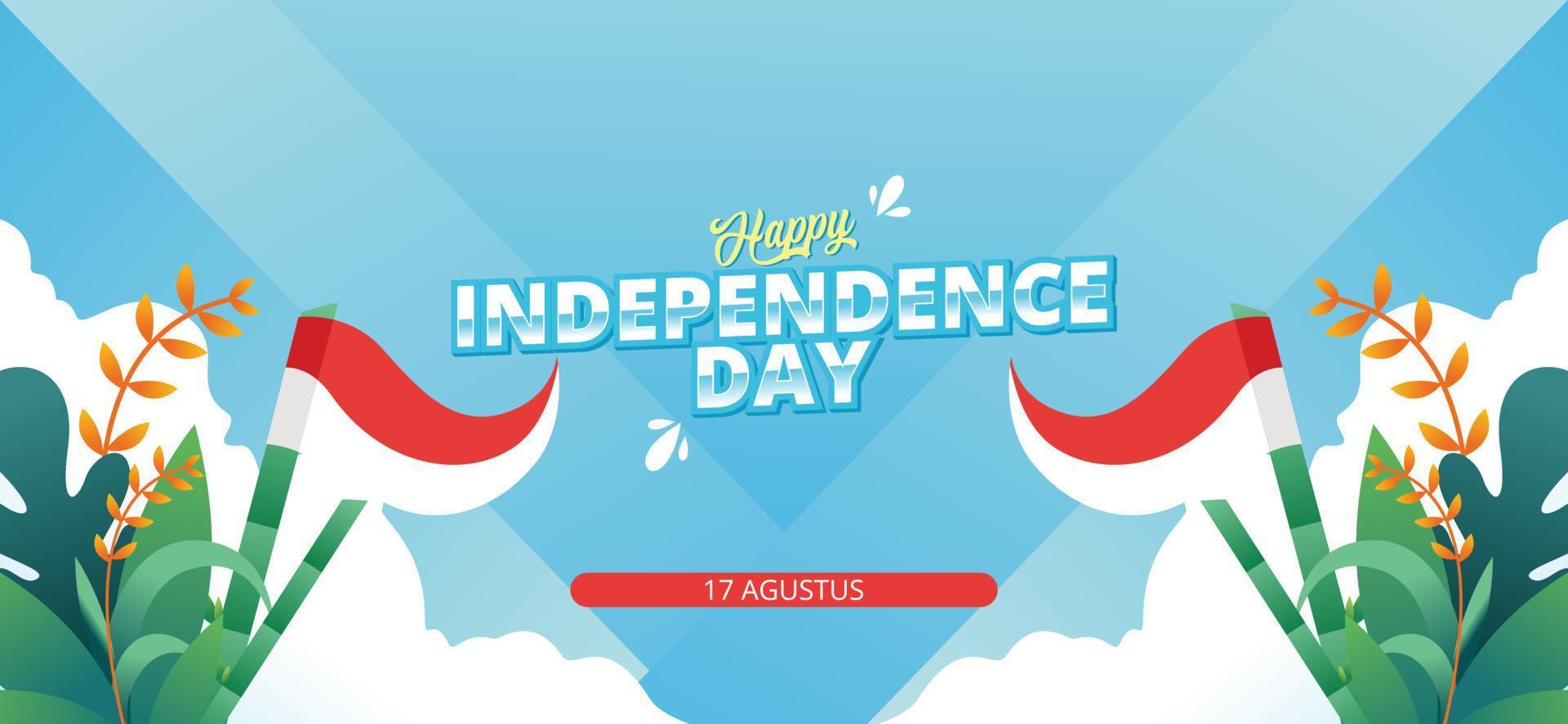 Indonesian independence day banner greeting. vector