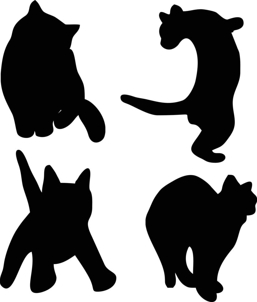 animal silhouette vector illustration,cat silhouette