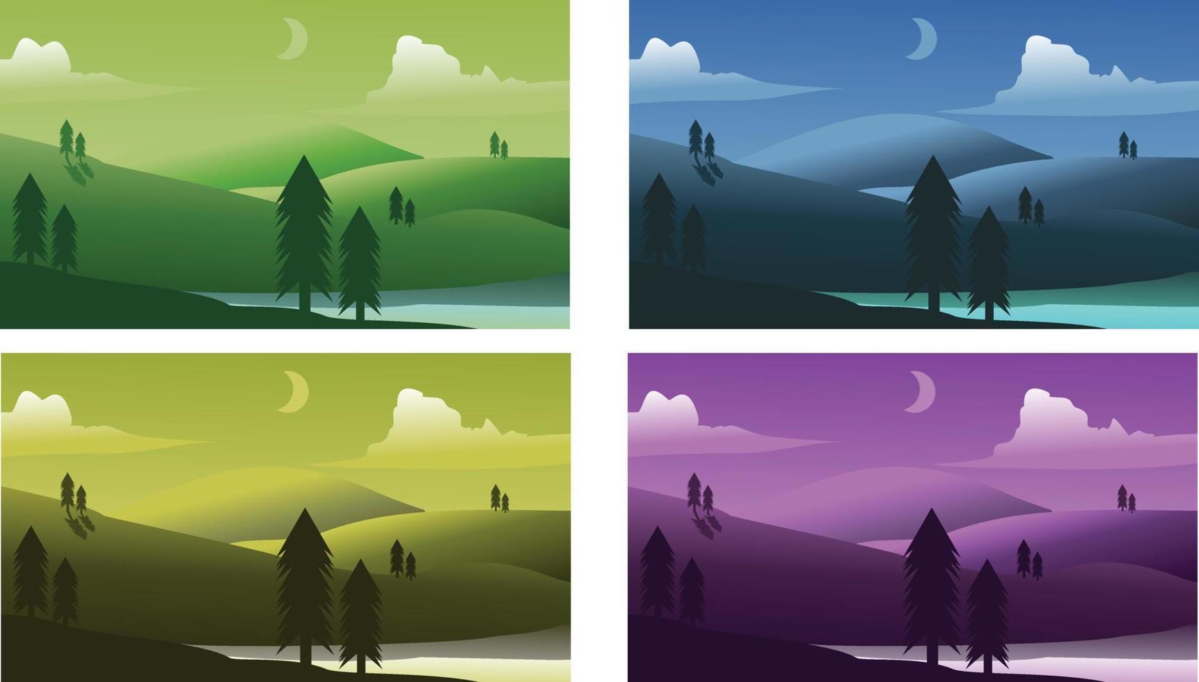 vector illustration of landscape, with 4 seasons weather