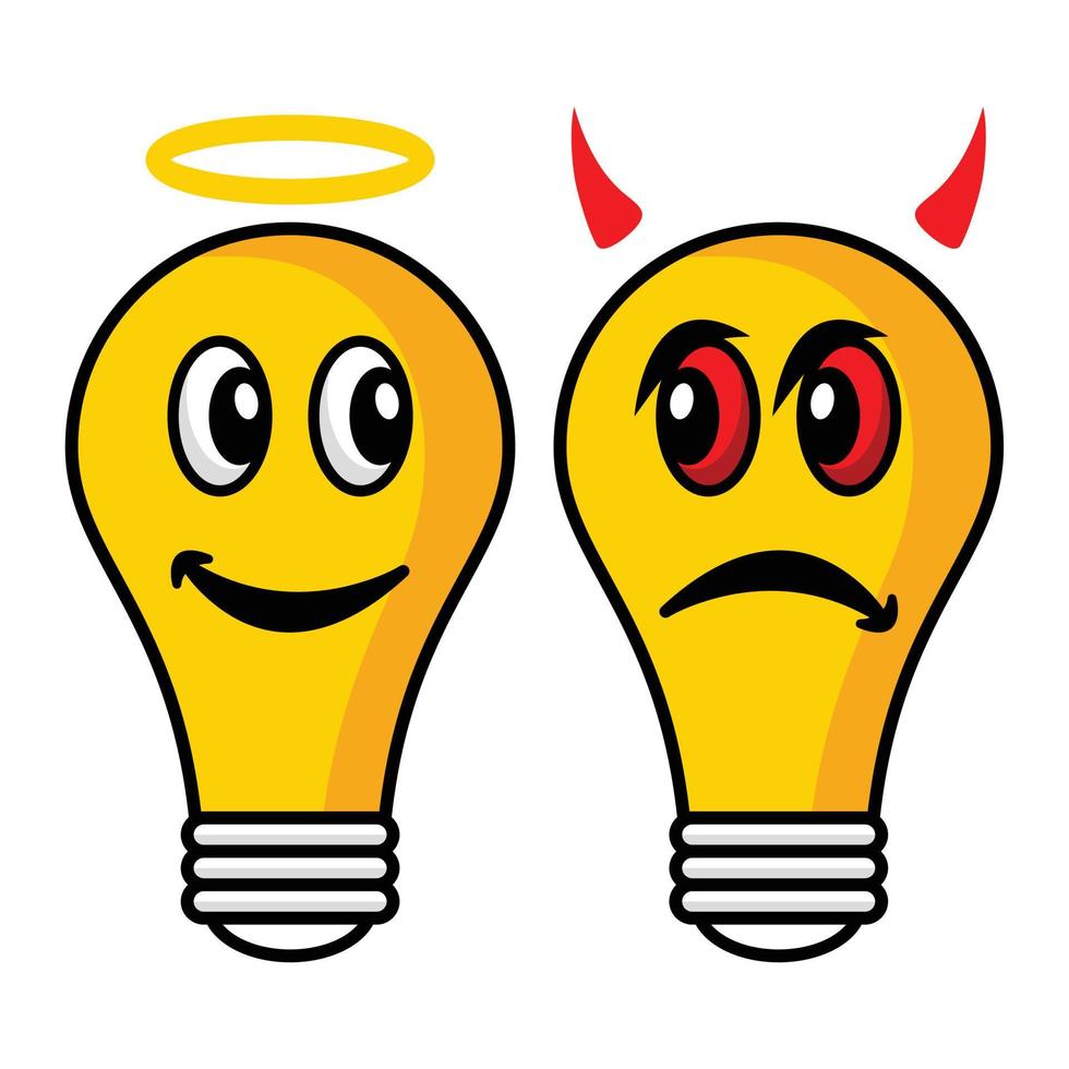 angel and devil lamp cartoon vector funny