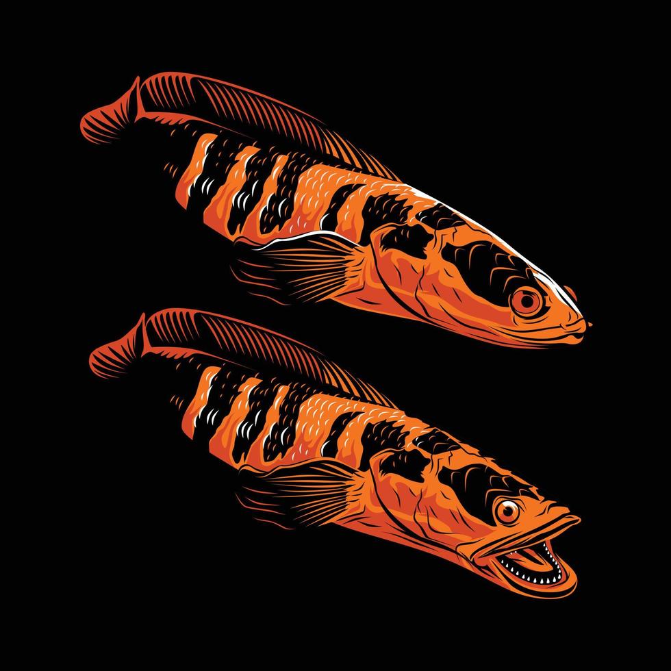 pez cabeza de serpiente boceto ilustración dibujo vector animal