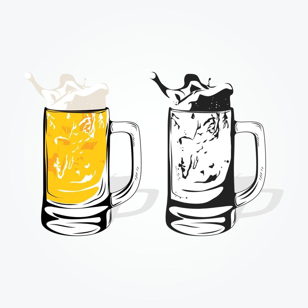 Illustration cold glass of beer vector