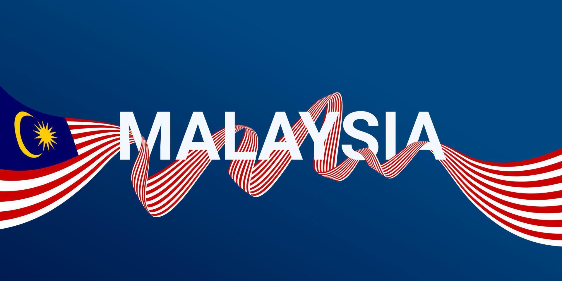 Malaysia text decorated with a wavy flag vector