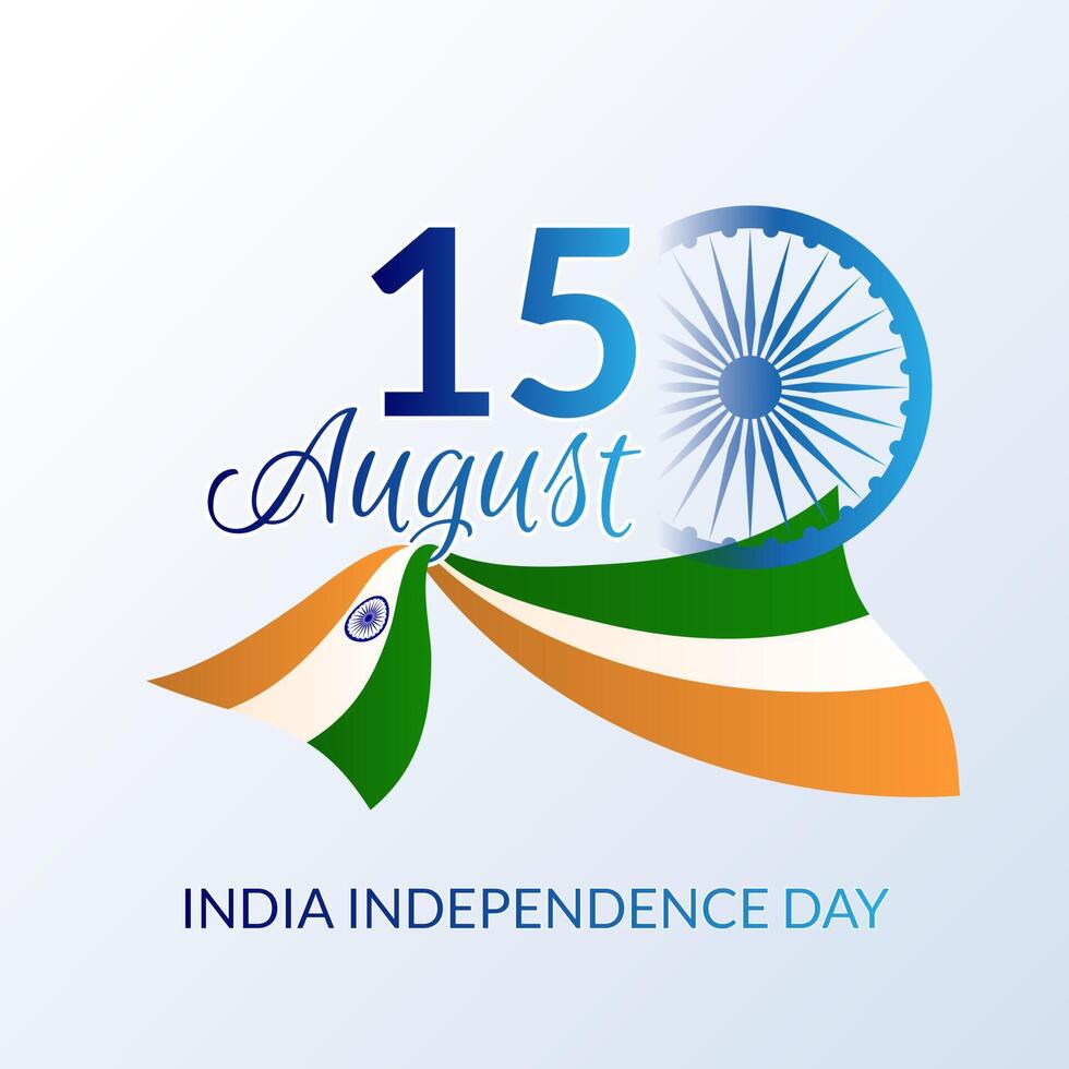 india independence day banner with wavy flag decoration vector