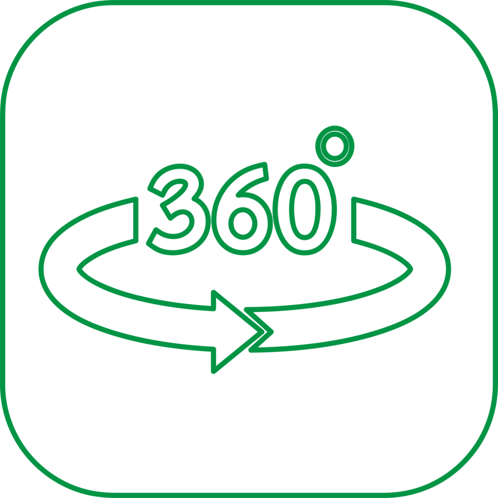 Simple 360 Degree icon sign design png