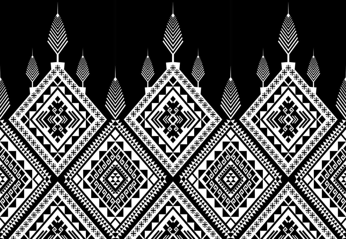 Ethnic seamless pattern traditional geometric black and white. Design for background,carpet,wallpaper,clothing,wrapping,batic,fabric,vector illustraion.embroidery style. vector