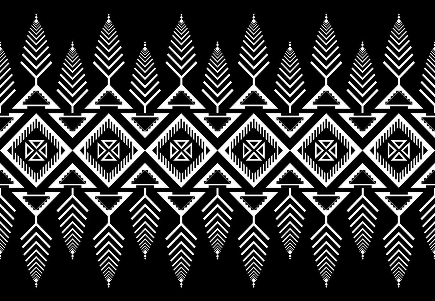 patrón geométrico étnico sin costuras. nativo tradicional. diseño en blanco y negro para fondo, alfombra, papel pintado, ropa, envoltura, batic, tela, ilustración vectorial. Estilo de bordado. vector