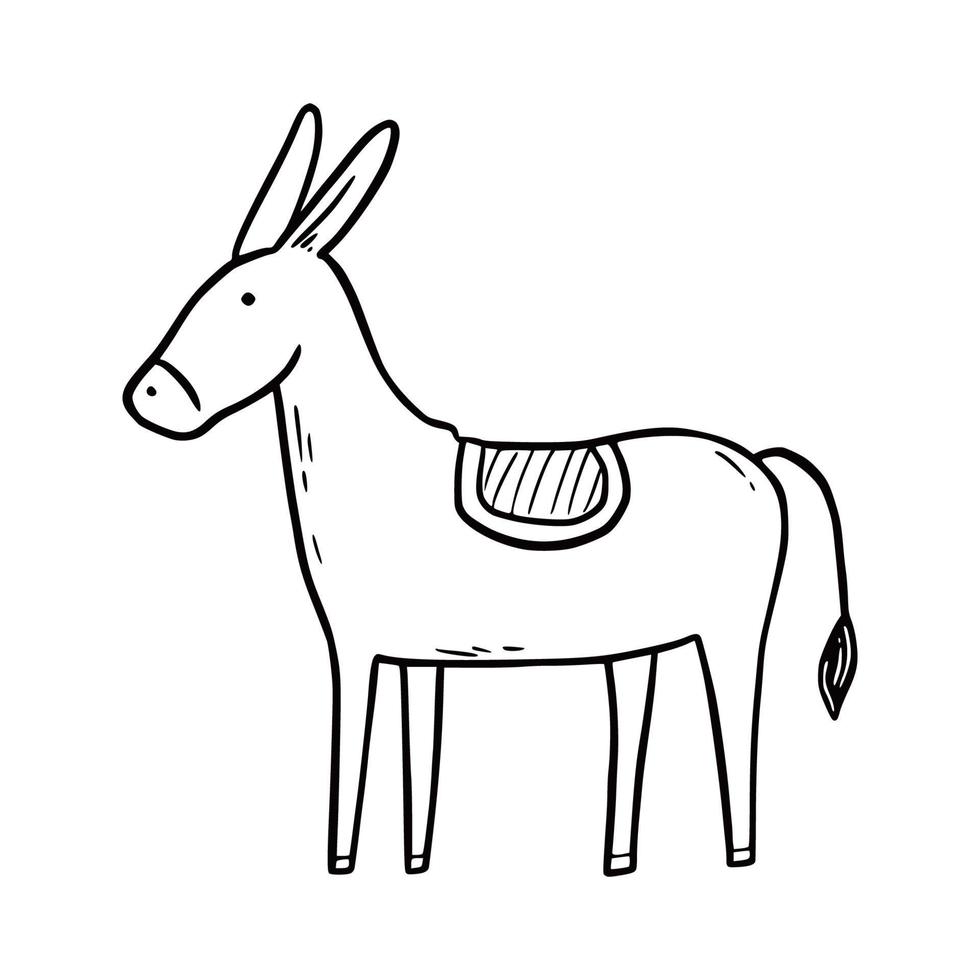 burro dibujado a mano. bosquejo del garabato vector