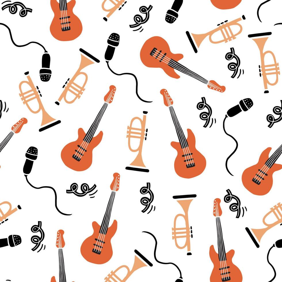 seamless pattern of musical instrument vector