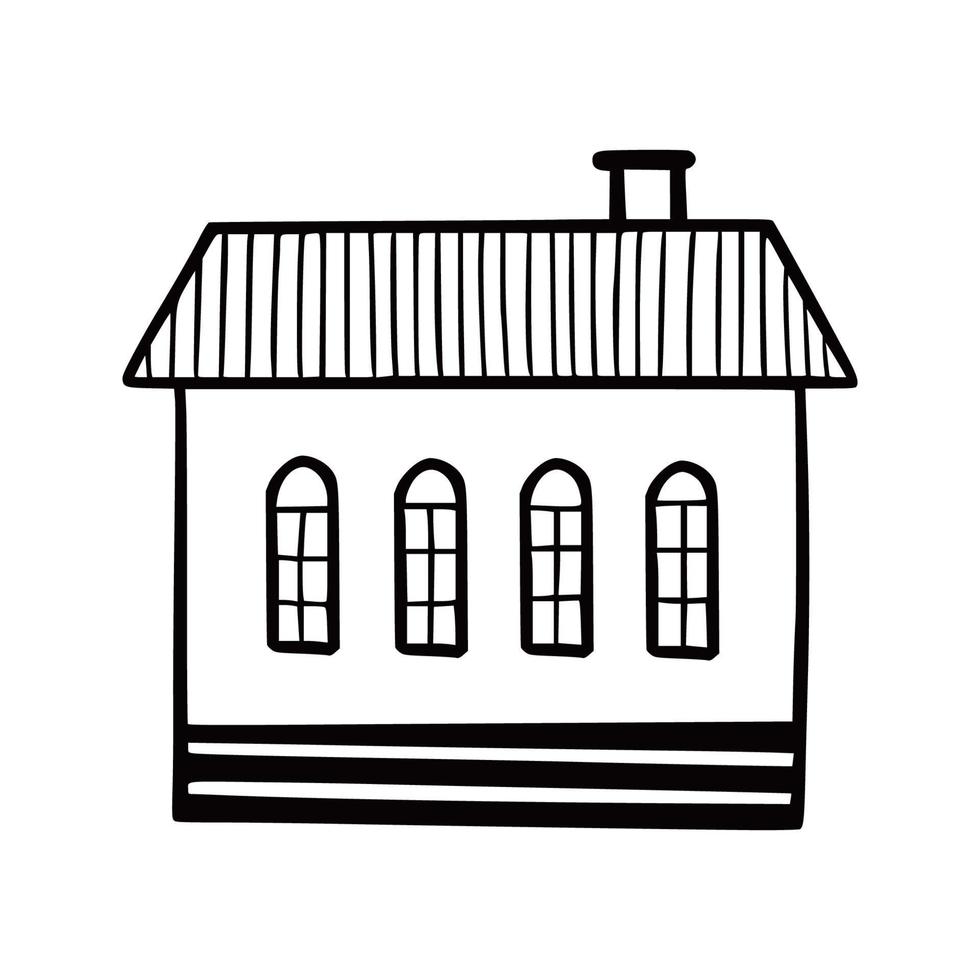 Hand drawn cute house. Doodle vector