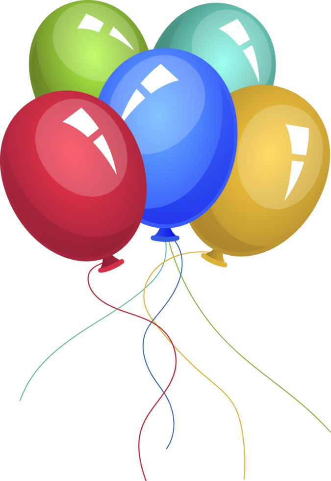 Colored balloons clipart design illustration png