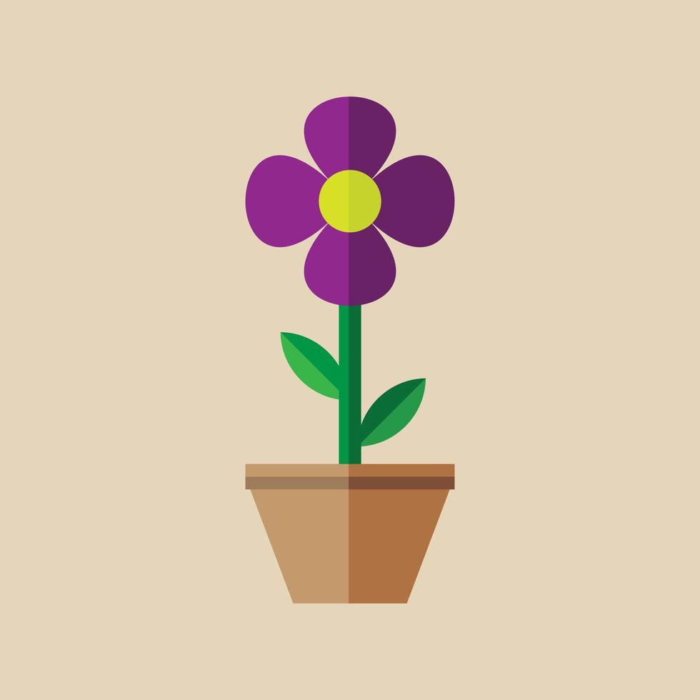 flowerpot plotted flower vector illustration