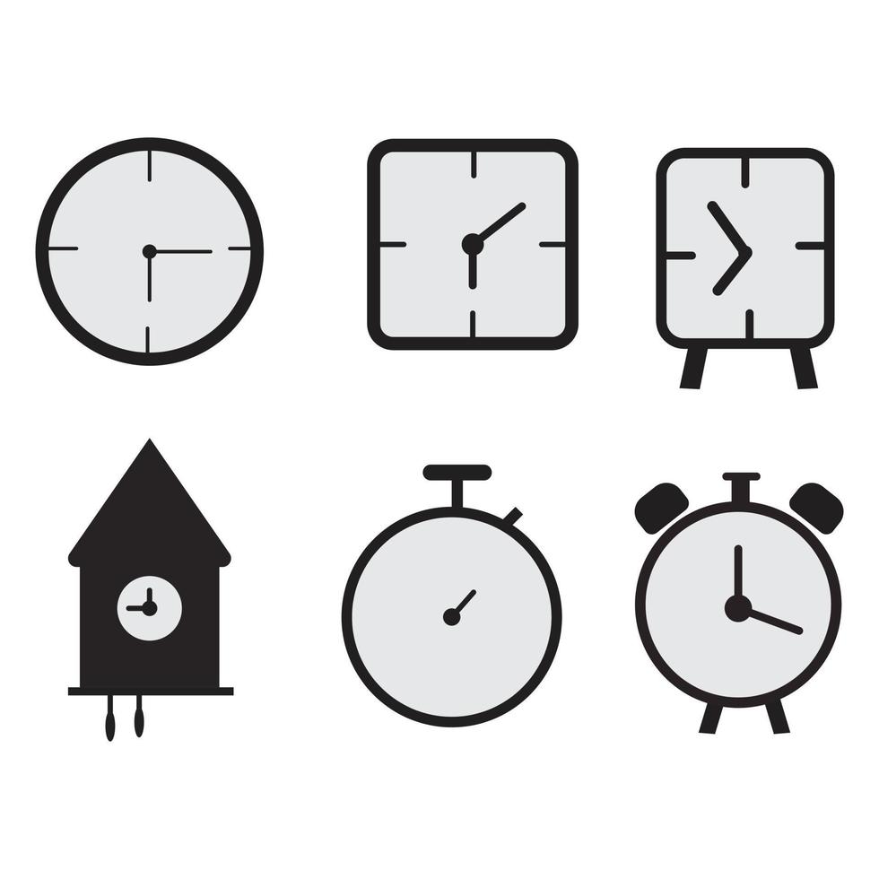 set of different types of clock vector illustration flat design