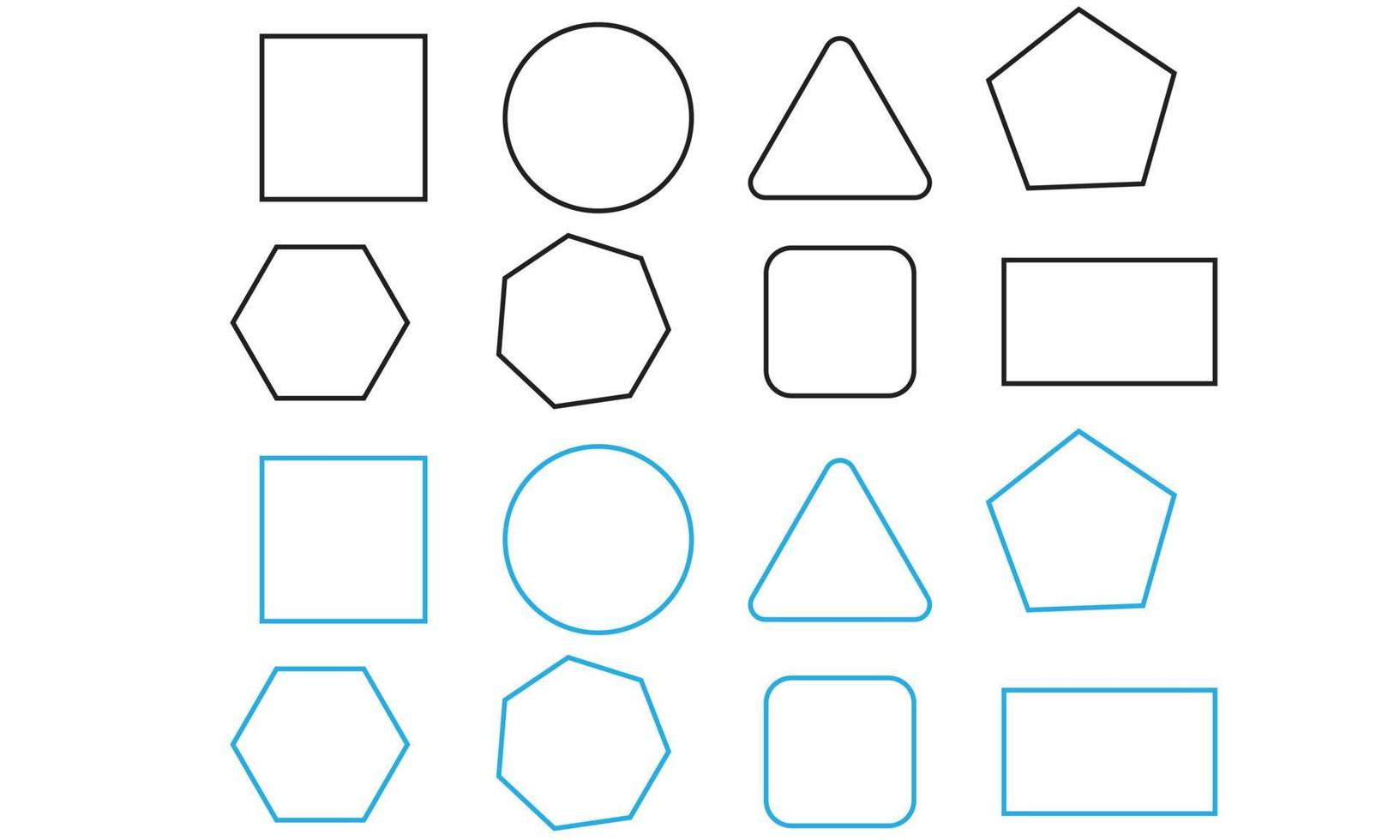 2d formas geométricas elementos matemáticos contorno negro y azul stoke vector