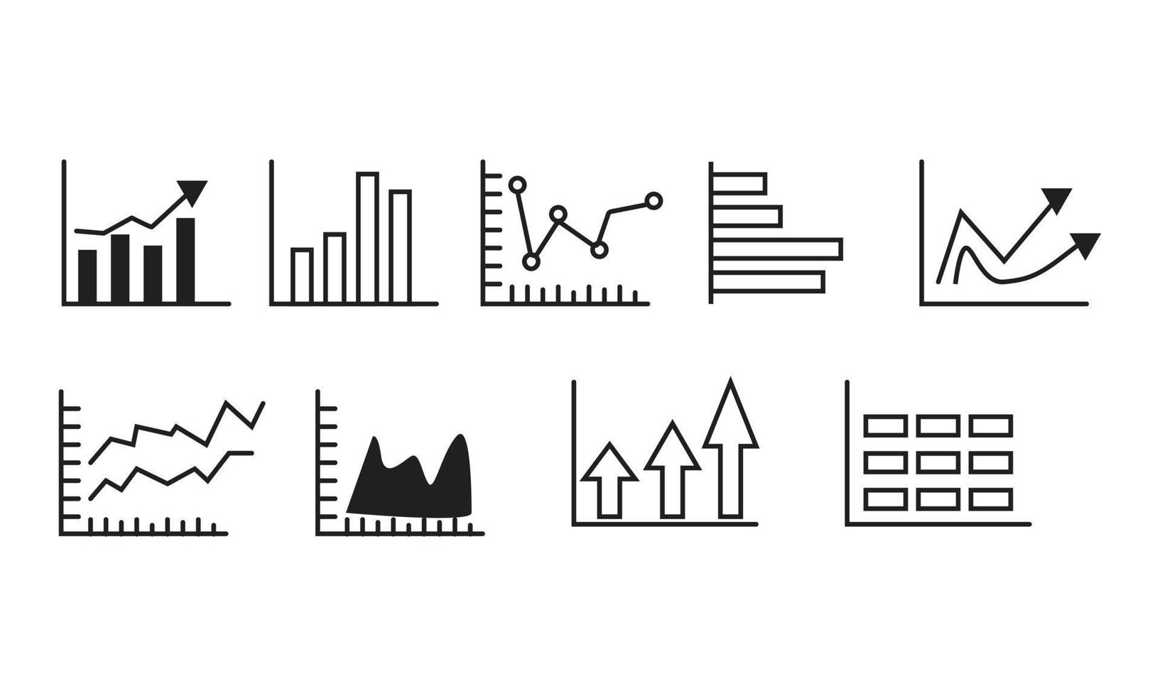 set of growth graph chart with arrow statistics vector