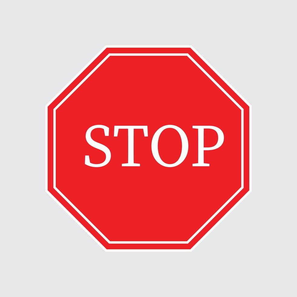 Red stop sign vector road safety symbol