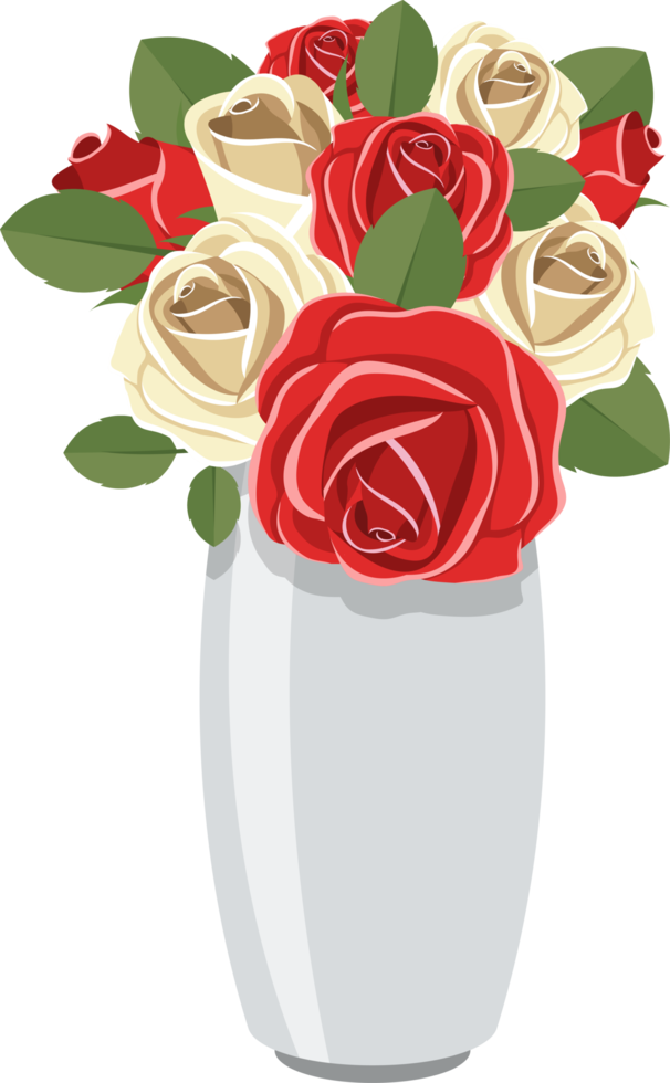 vaso com ilustração de design de clipart de flores png