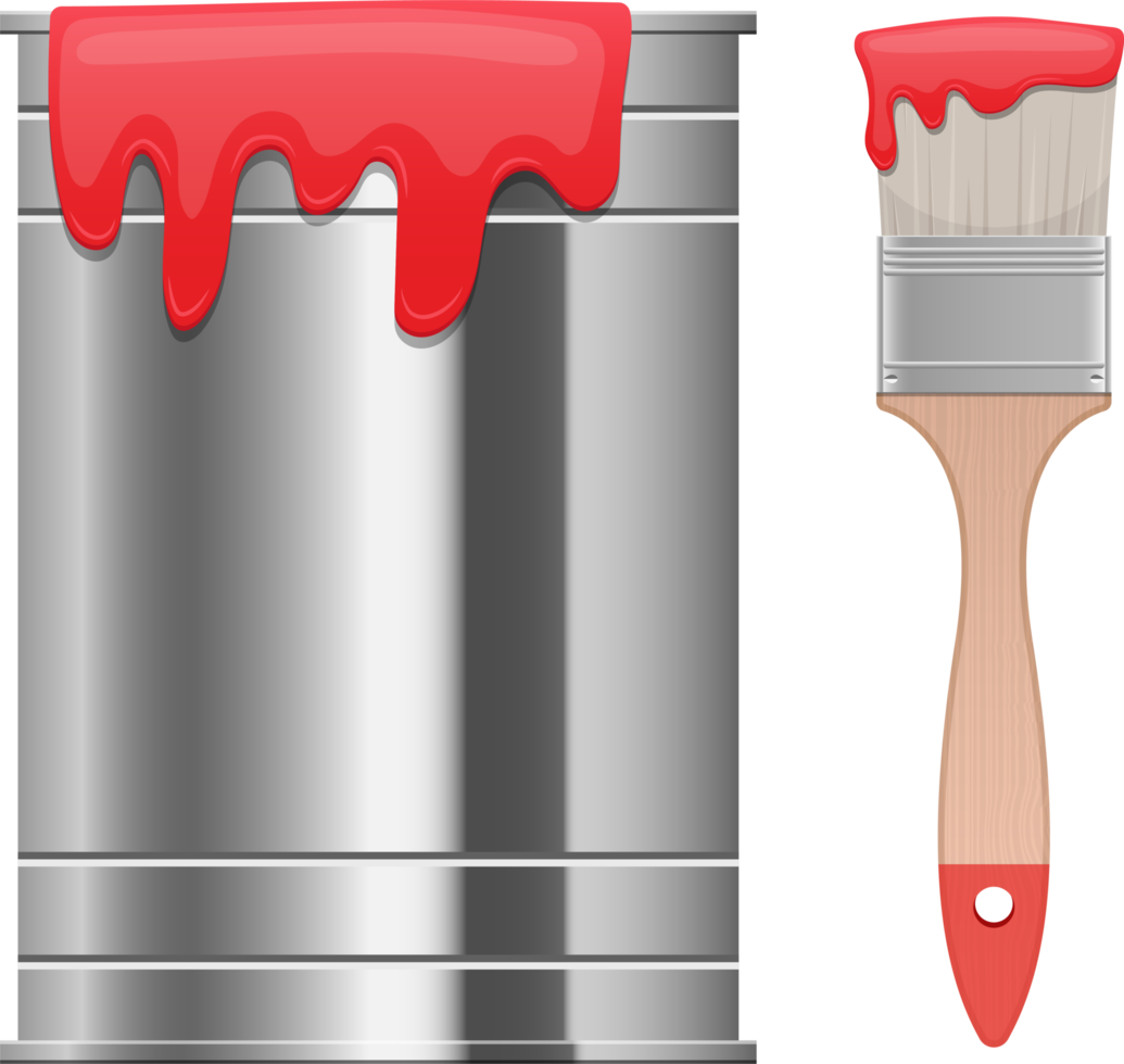 Paint brush and can clipart design illustration png