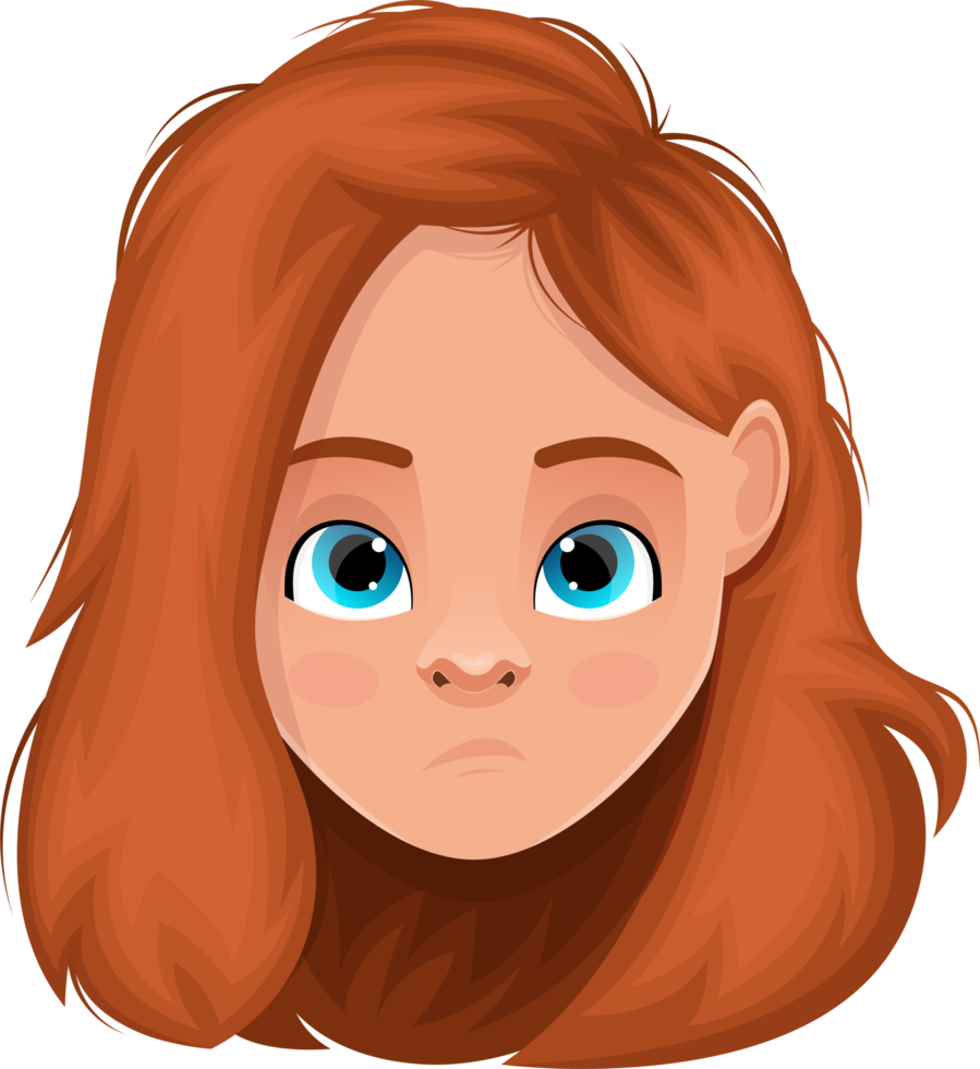 Little girl face expression clipart design illustration png