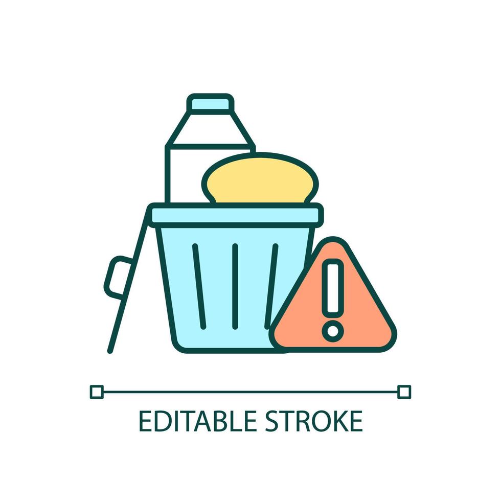 Food waste RGB color icon. Organic garbage and compost. Pollution and greenhouse gas issue. Isolated vector illustration. Simple filled line drawing. Editable stroke