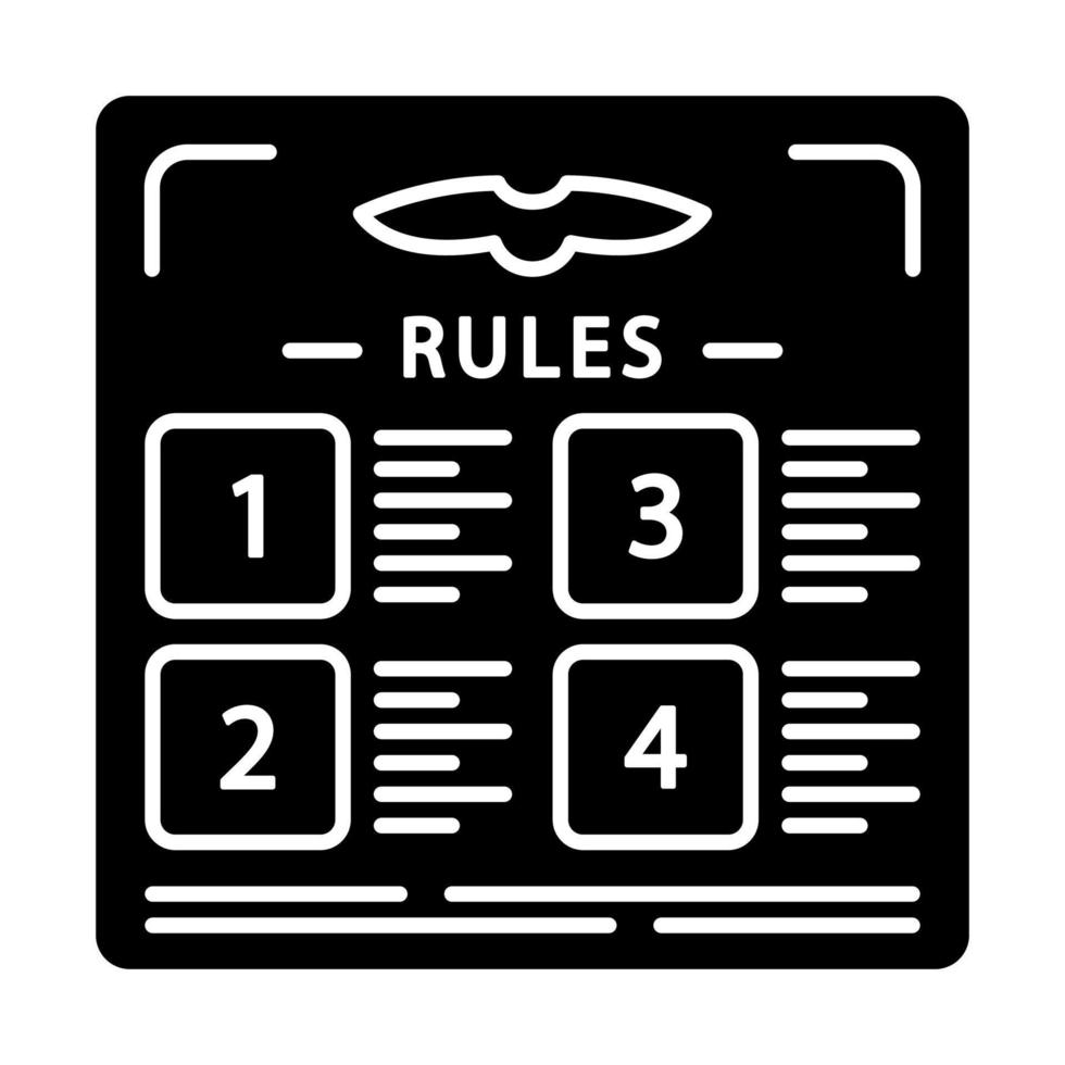 Flight rules glyph icon. Table with statute. Airplane adjustment. Plane