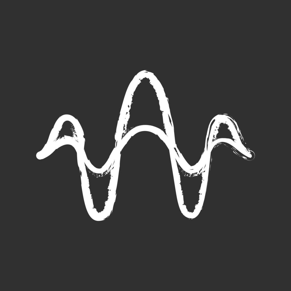 Abstract overlapping waves chalk icon. Sound, audio, music rhythm wavy lines. Vibration, noise amplitude level. Abstract digital soundwave, waveform. Isolated vector chalkboard illustration