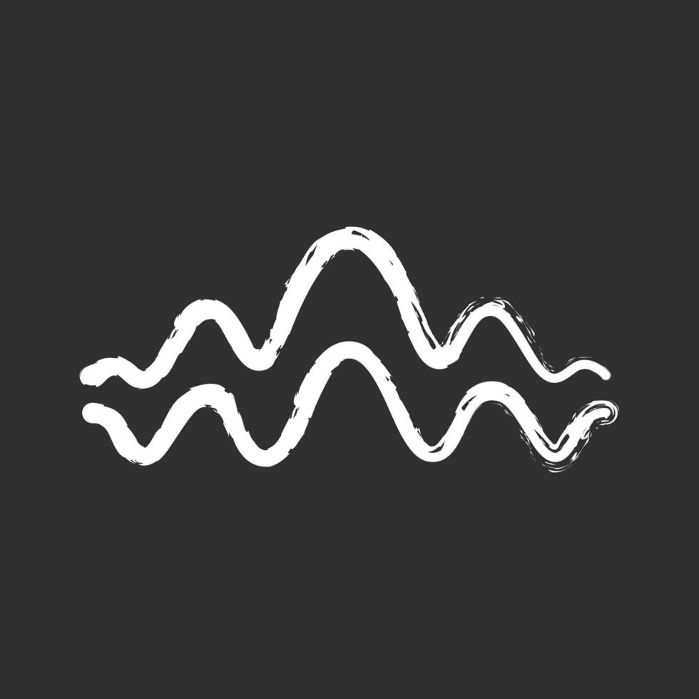 Fluid wave chalk icon. Flowing wavy lines. Music rhythm, digital soundwave, melody waveform. Equalizer, sound abstract curve. Audio, stereo frequency. Motion. Isolated vector chalkboard illustration