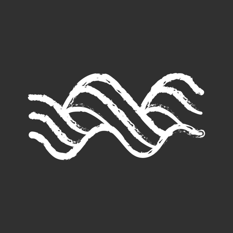 Sound spiral wave chalk icon. Music rhythm, audio curled soundwave. Wavy line. Spectrum, vibration, noise curve. Digital waveform. Stereo frequency. Isolated vector chalkboard illustration