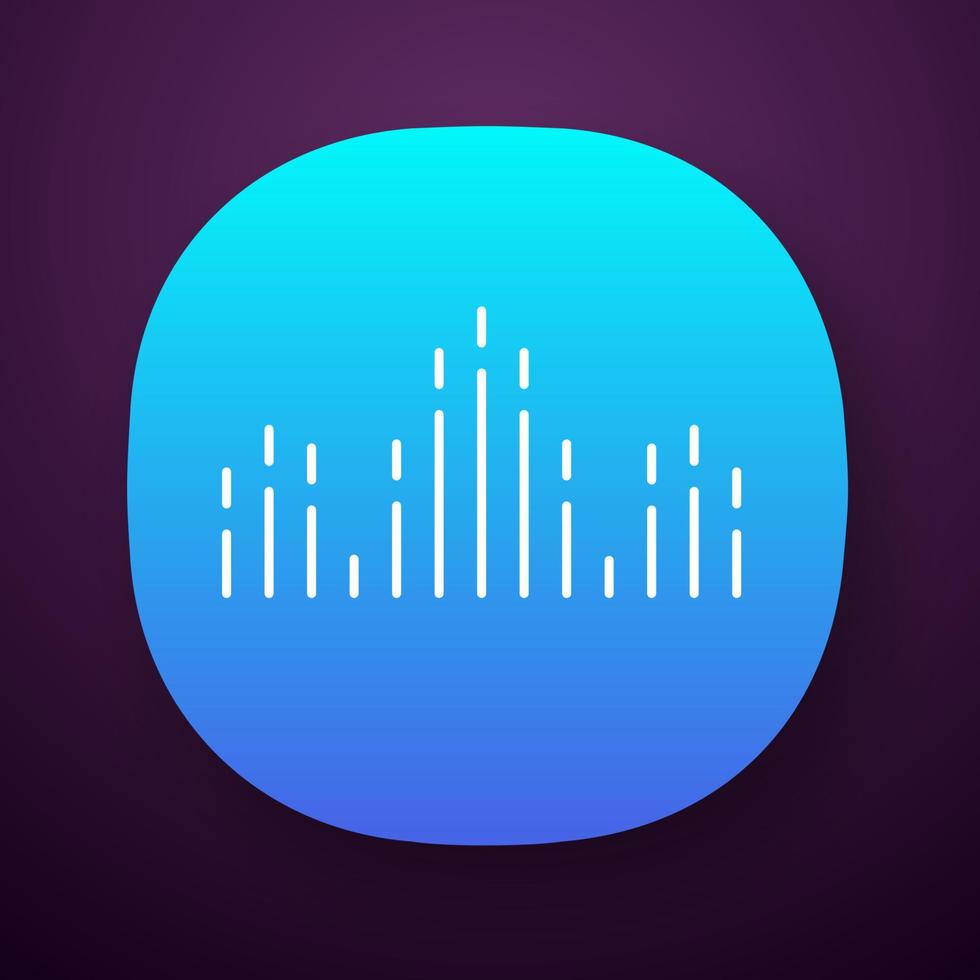 DJ soundwave app icon. Audio, sound wave. Music rhythm. Disco, party logotype modern design. Sound volume, equalizer. UI UX user interface. Web or mobile application. Vector isolated illustration