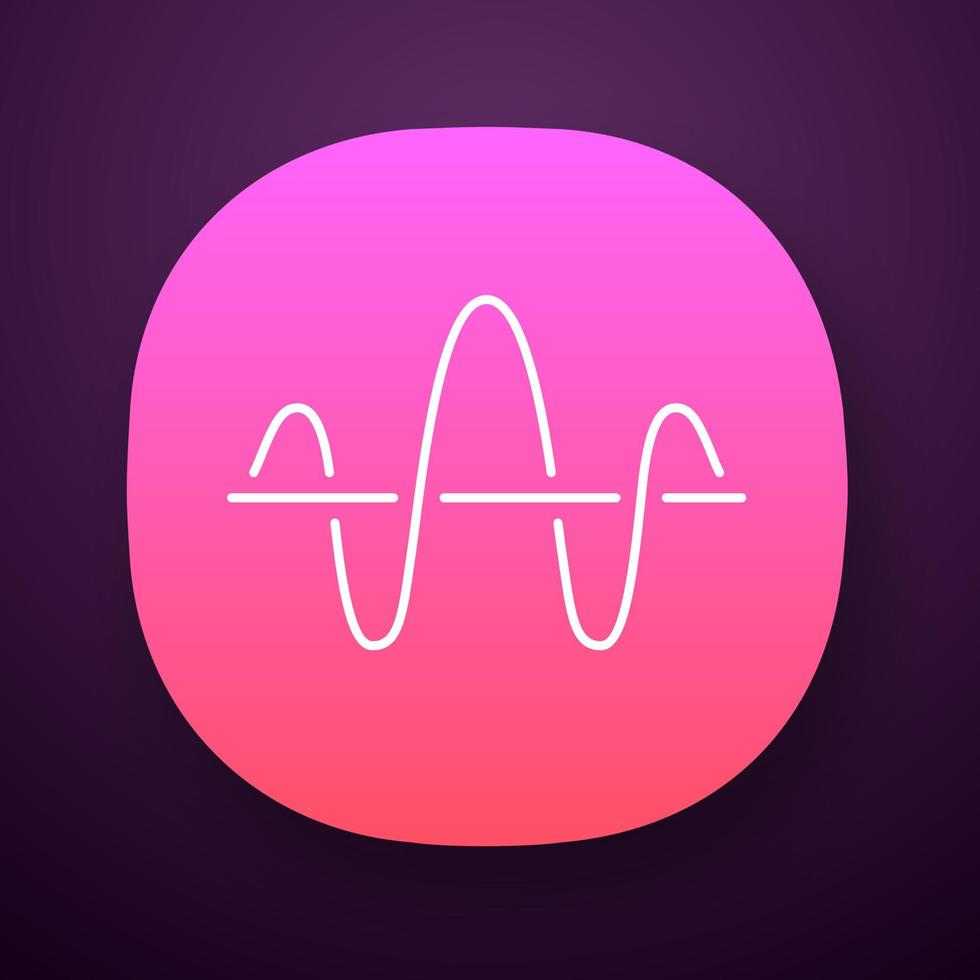 Soundwave app icon. UI UX user interface. Function, axis. Music rhythm frequency. Digital sound, audio wave. Voice recording, radio signal sign. Web or mobile application. Vector isolated illustration