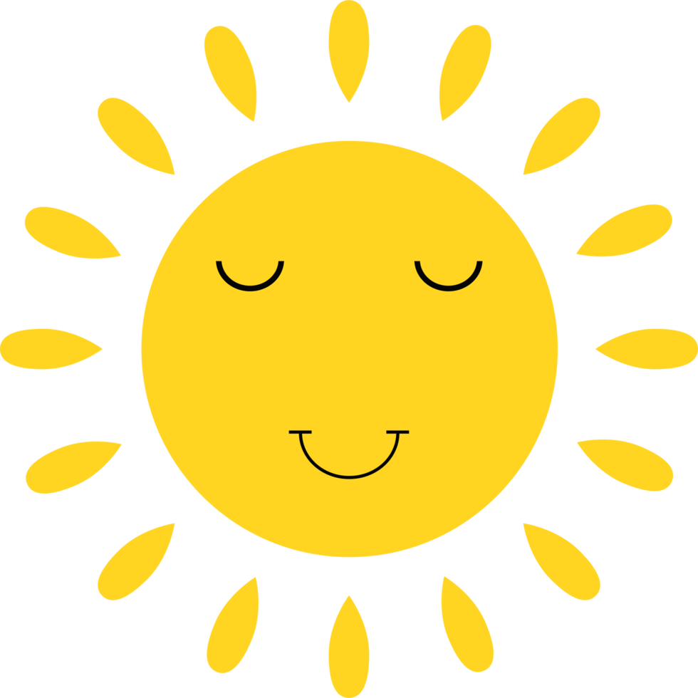 Smiling sun cartoon clipart design illustration png