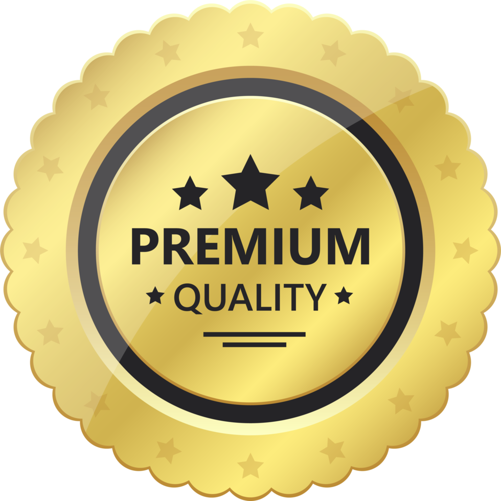 ilustração de design de clipart de emblema dourado de qualidade premium png