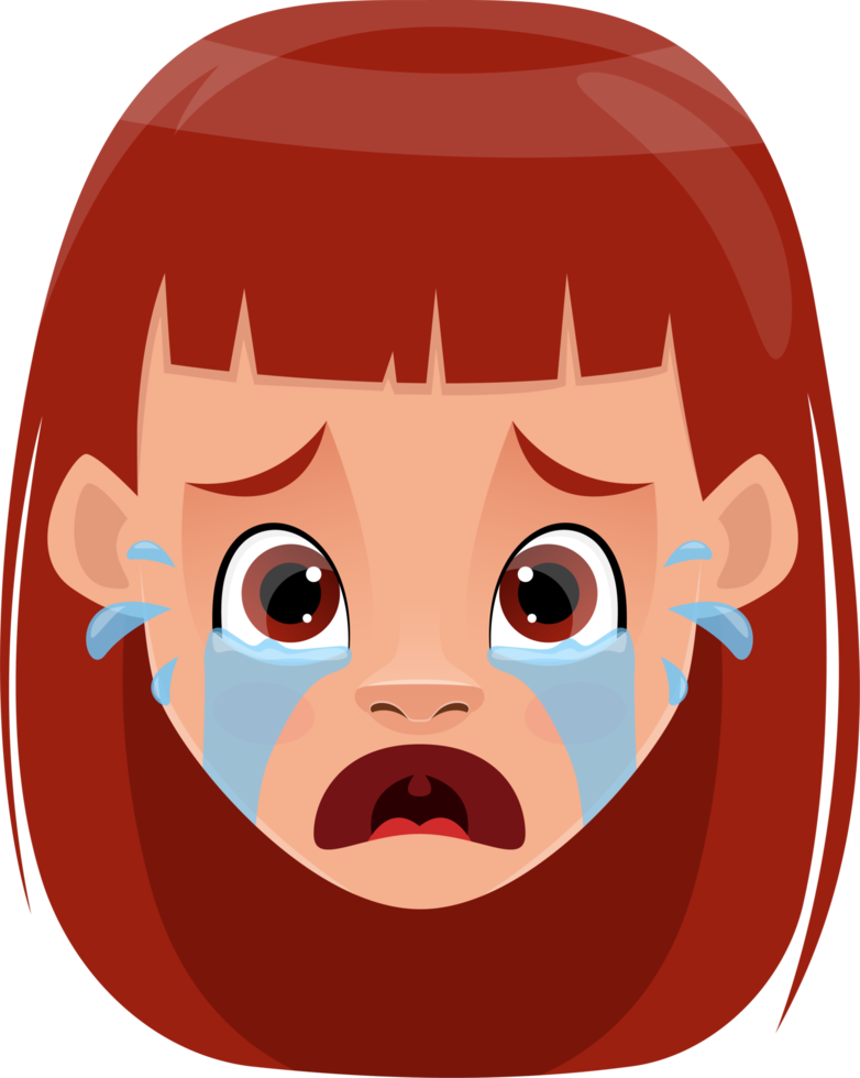Little girl face expression clipart design illustration png